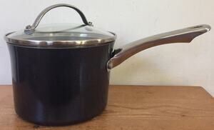 Farberware 2 qt Non-Stick Dark Blue Sparkle Stainless Handle Sauce Pot Glass Top